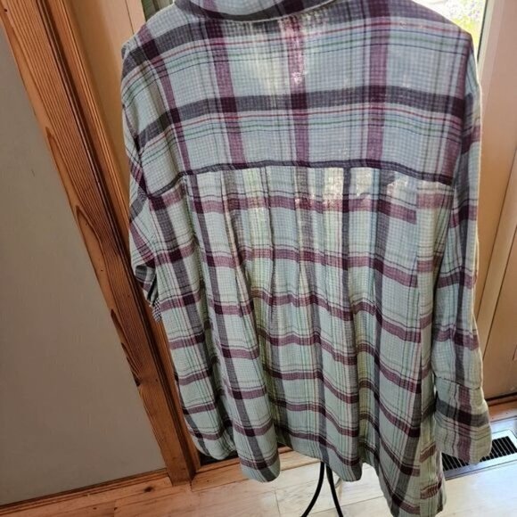 Elan Sz. M Long Sleeve Button Down Multicolored Oversized Shirt/Dress w pockets - Picture 7 of 15